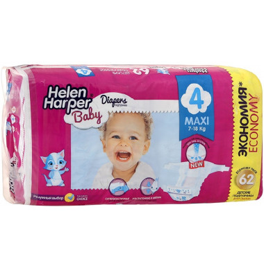 Helen Harper Baby Maxi № 4 7-18 кг Подгузники 62 шт