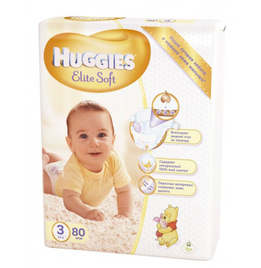 Huggies Elite Soft № 3 5-9 кг Подгузники 80 шт