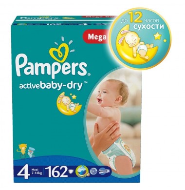 Pampers Active Baby-Dry Maxi № 4 7-14 кг Подгузники 162 шт