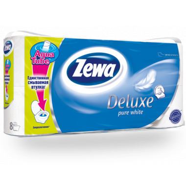 Zewa Deluxe Pure White 3-слойная Туалетная Бумага 8 шт