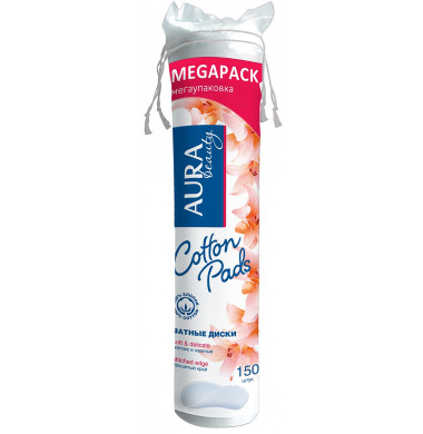 Aura Beauty Ватные Диски Прошитые 150 шт