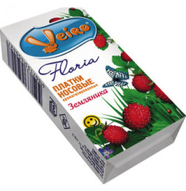 Veiro Floria Земляника 3-слойные Бумажные Платочки 1 блок (10 шт*10 уп) 