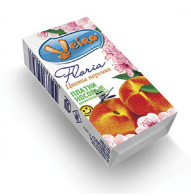 Veiro Floria Цветы Персика 3-слойные Бумажные Платочки  1 Блок ( 10 шт  * 10 уп )