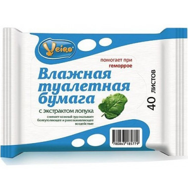 Veiro С Экстрактом Лопуха Влажная Туалетная Бумага 40 шт