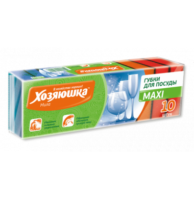 Хозяюшка Мила Губка для посуды Maxi 10 шт