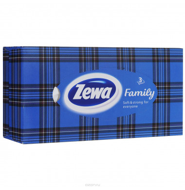 Zewa Family Soft&Strong for Everyone 3-х слойные Салфетки Бумажные Для Лица в Коробке 90 штук