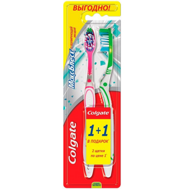 Colgate МаксБлеск Средняя Жесткость Зубная Щетка 1 + 1