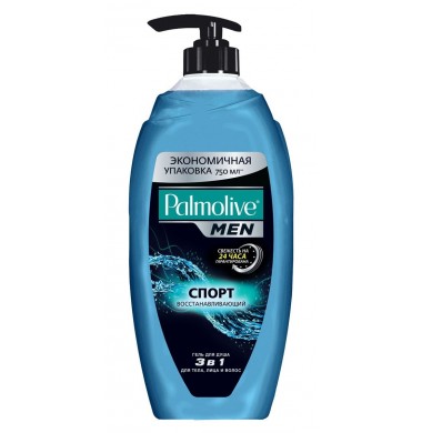 Palmolive Men Спорт 3 в 1 Восстанавливающий Гель для душа, умывания и Шампунь 750 мл