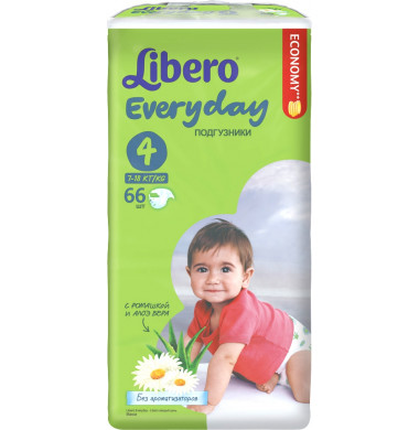 Libero Everyday № 4 7-18 кг Подгузники 66 шт