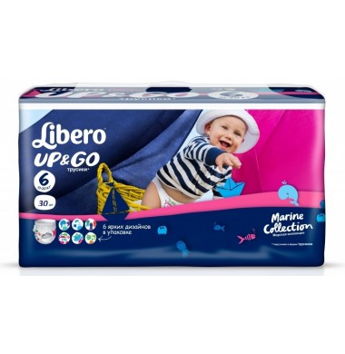 Libero Up & Go № 5 10-14 кг Морская Коллекция Трусики-Подгузники 30 шт